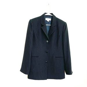 Petite Sophisticate Long Sleeve Button Down Suit Blazer Jacket 8 Black/White